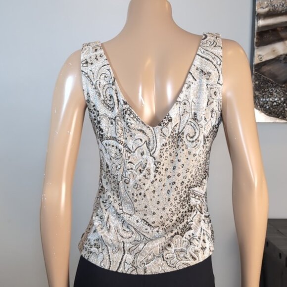 💠Xscape By Joanna Chen Formal Sleeveless Top Womens Size Large Embellished Gold - Picture 6 of 9
